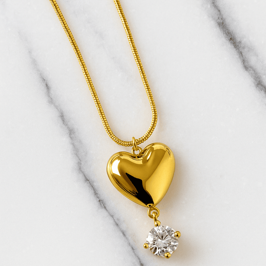 Heart & diamond drop - Necklace - foramour
