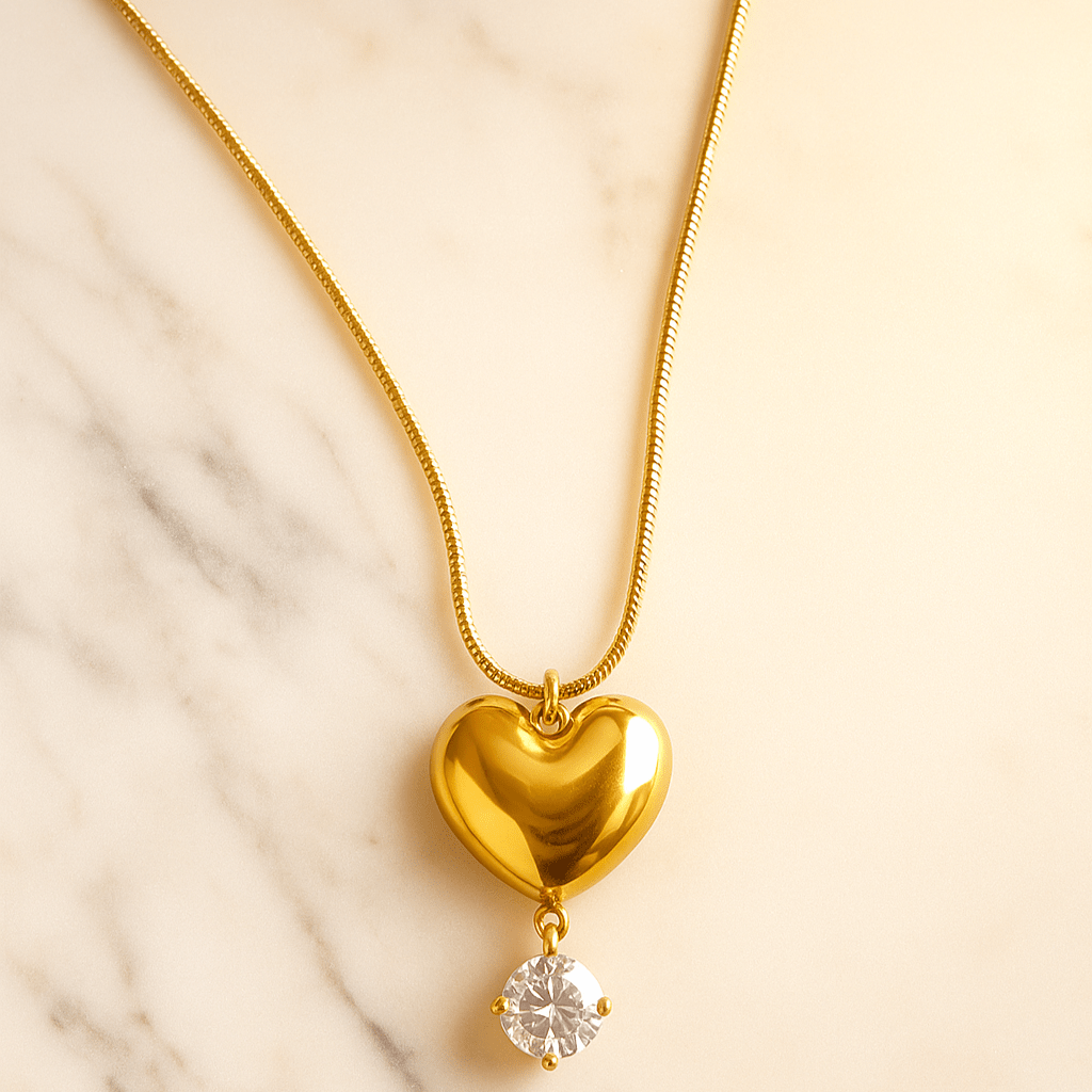Heart & diamond drop - Necklace - foramour