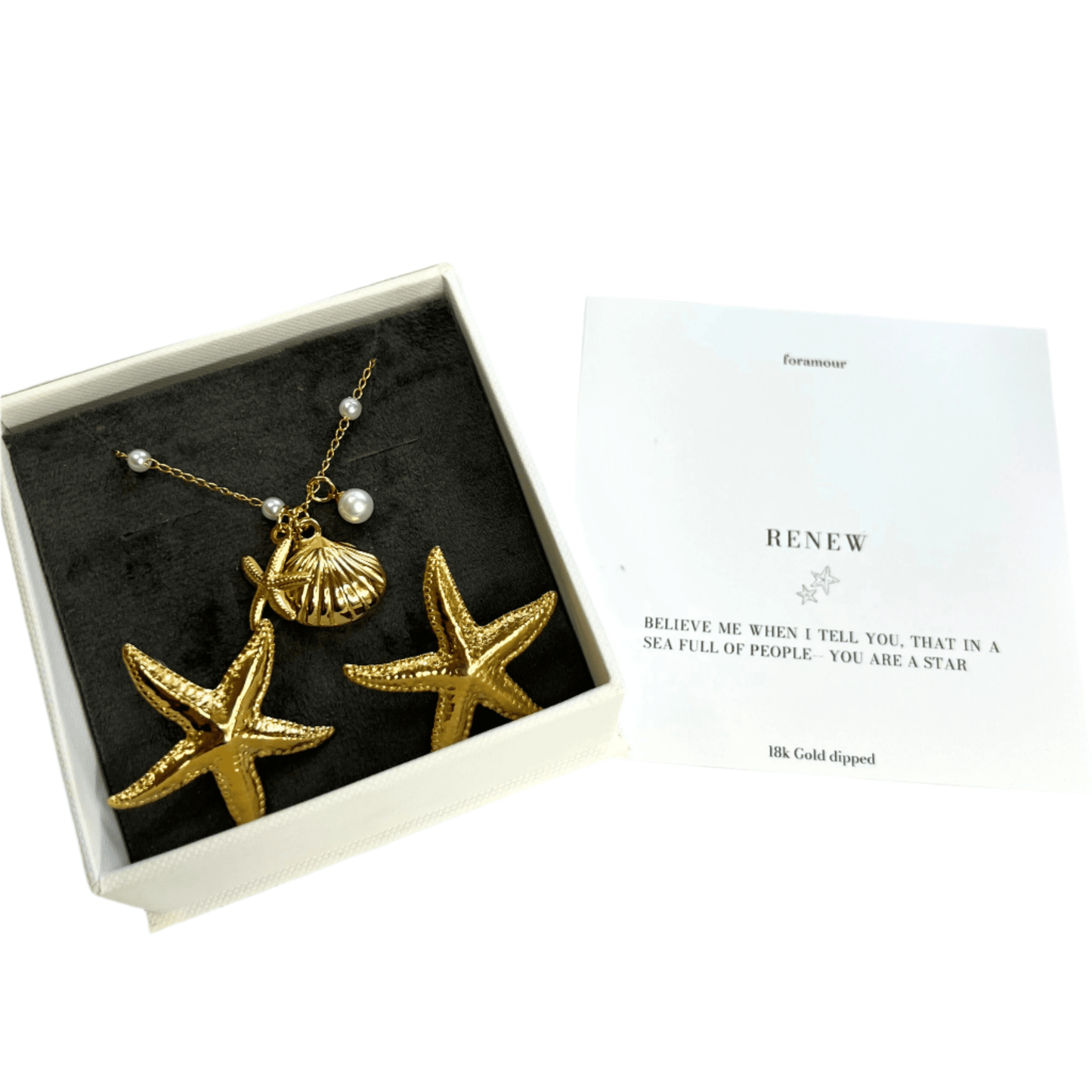 Starfish & Shell - Earrings and Necklace Set - foramour