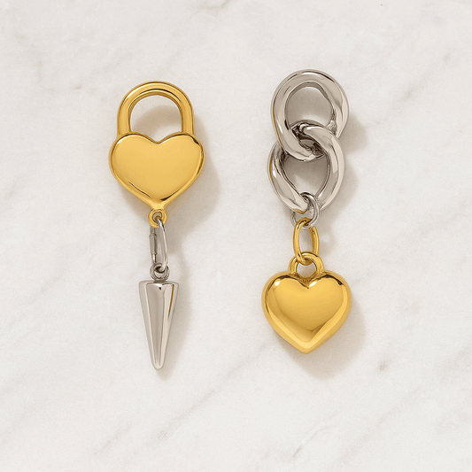 Heart Lock and Key - Earrings - foramour