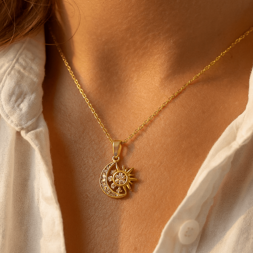 Sun and a crescent - Necklace - foramour