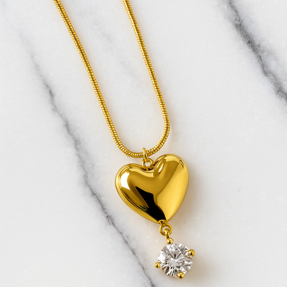 Heart & diamond drop - Necklace