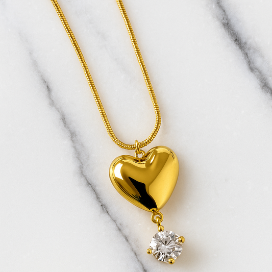 Heart & diamond drop - Necklace