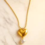Heart & diamond drop - Necklace - foramour