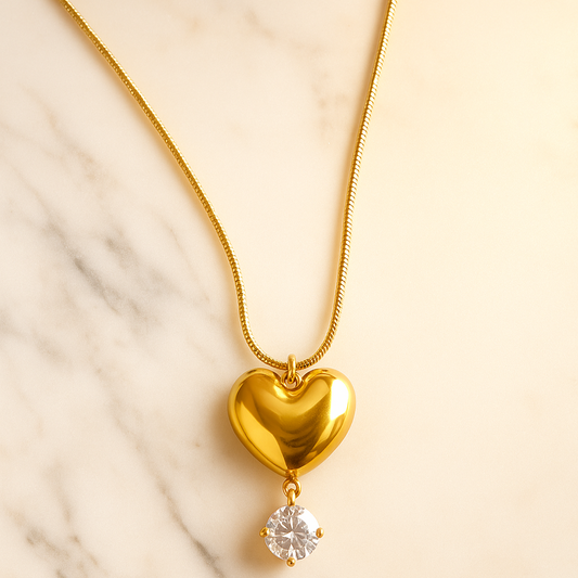 Heart & diamond drop - Necklace