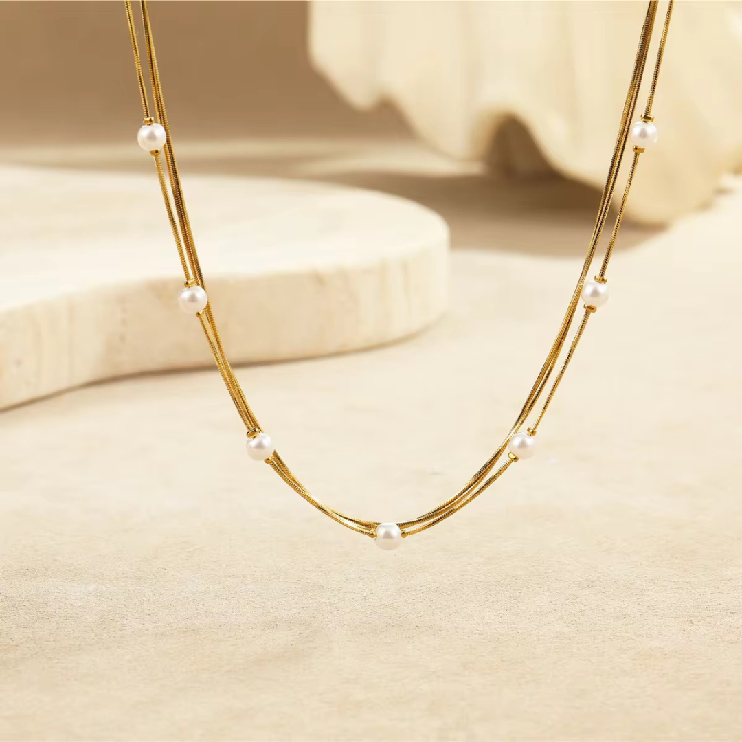 Layered pearl chain - Necklace