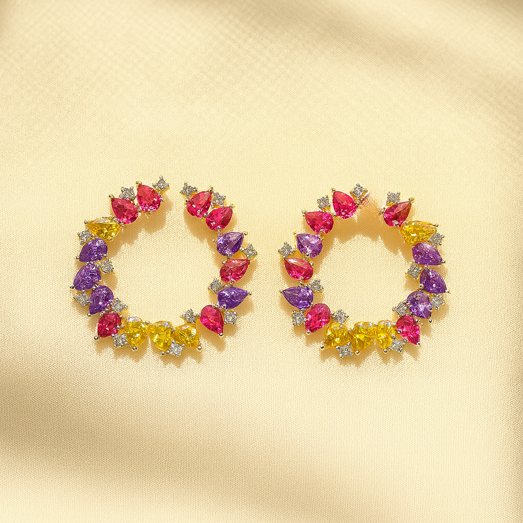 Zircons in loop - Earrings