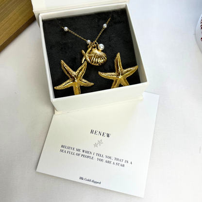 Starfish & Shell - Earrings and Necklace Set