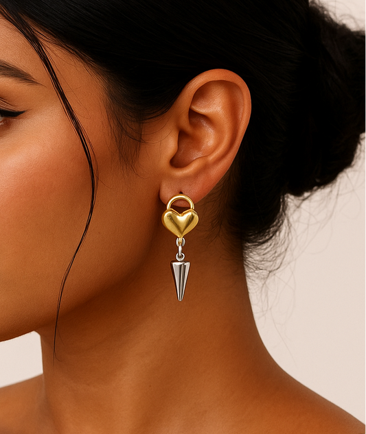 Heart Lock and Key - Earrings