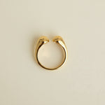 Gold ring on a light gray background