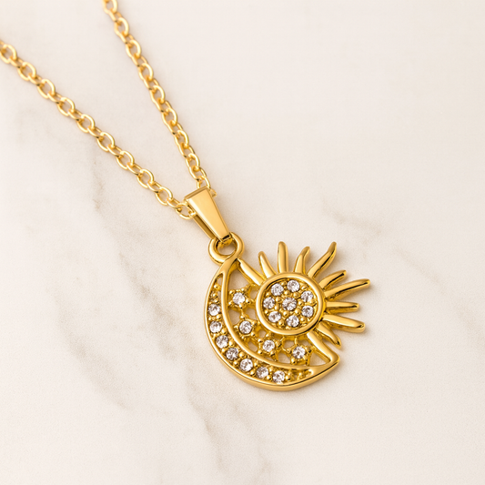 Sun and a crescent - Necklace