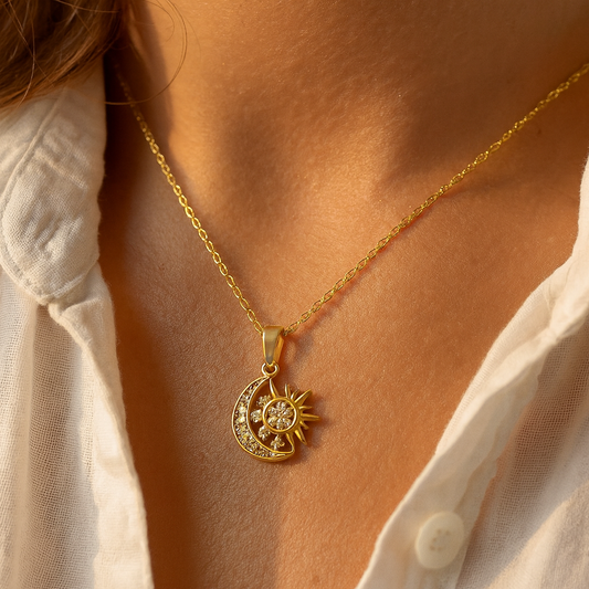 Sun and a crescent - Necklace
