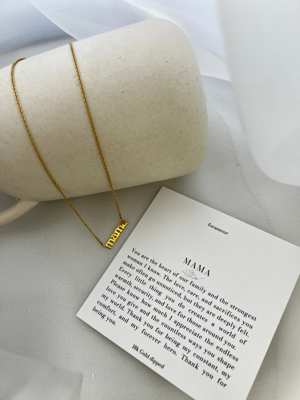 Mama — Necklace - Foramour Jewels - 18K Gold Plated - Anti Tarnish
