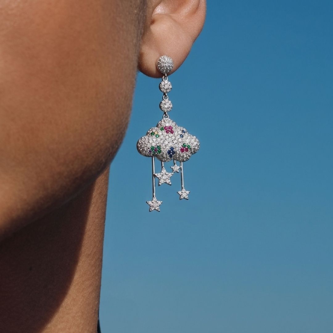 Rainbow Cloud & Star Drop Earrings