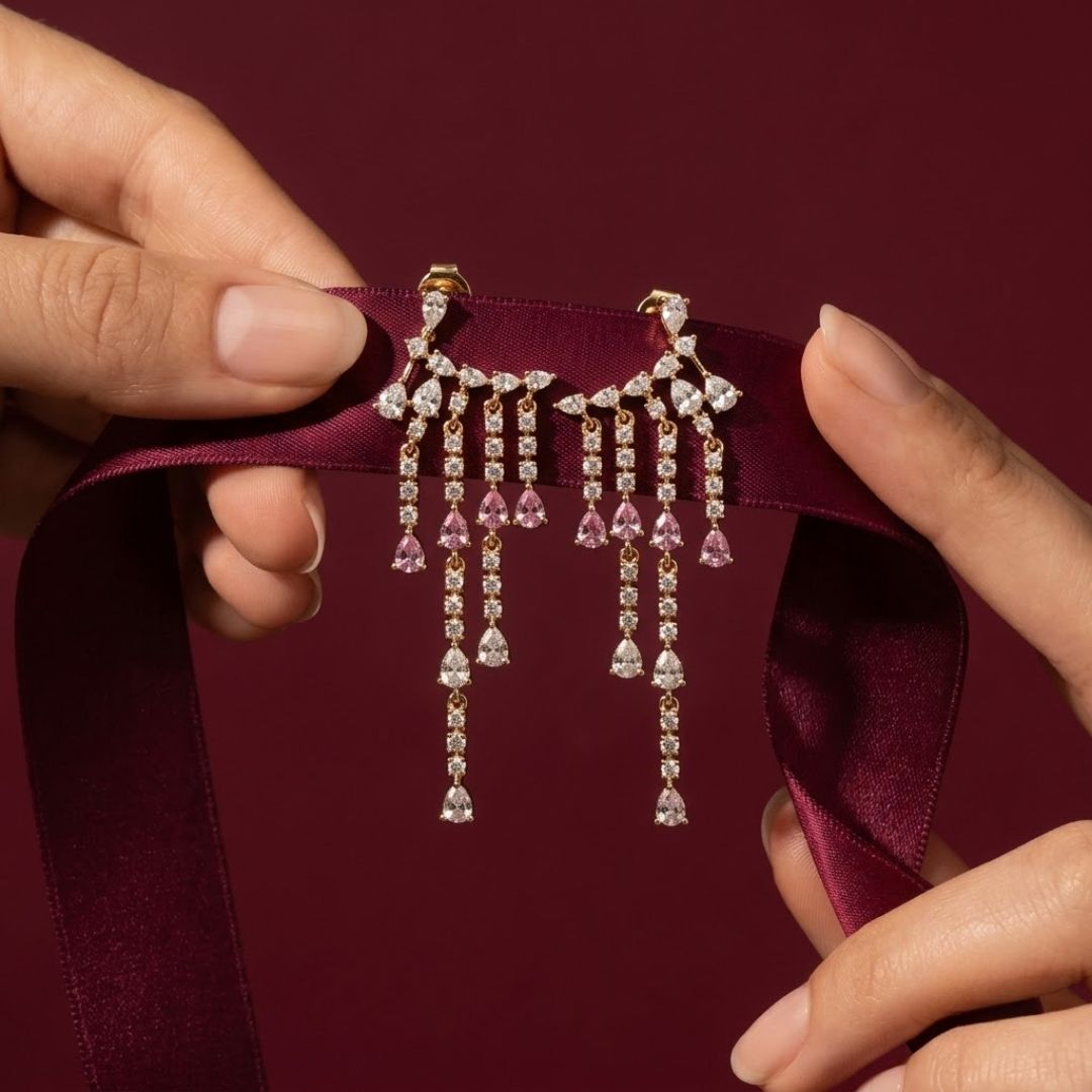 Pink Tassel Fringe Drop Earrings