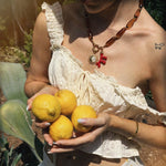 Amber & Sun Coral Charm Necklace - Foramour Jewels - Gold PVD designer jewellery & charms