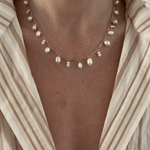 Asymmetric Pearl Chain Necklace - Foramour Jewels - 18K Gold Plated - Sweat, water proof