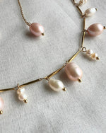 Asymmetric Pearl Chain Necklace - Foramour Jewels - 18K Gold Plated - Sweat, water proof