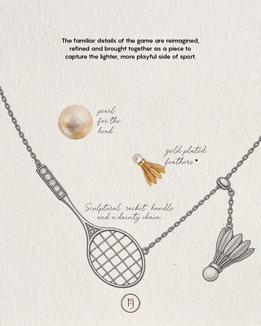 Badminton Match Necklace - Foramour Jewels - 18K Gold Plated - Sweat, water proof