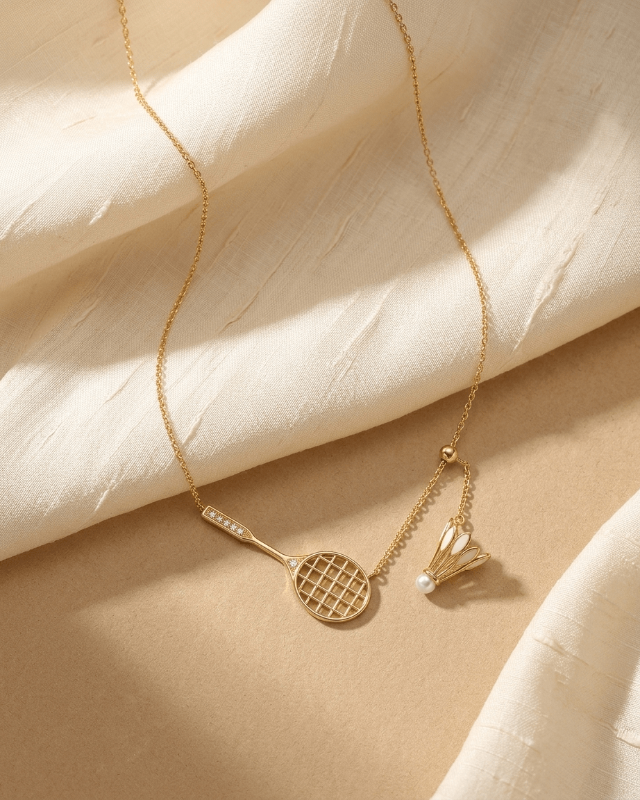 Badminton Match Necklace - Foramour Jewels - 18K Gold Plated - Sweat, water proof