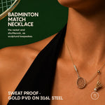 Badminton Match Necklace - Foramour Jewels - 18K Gold Plated - Sweat, water proof