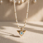 Baguette Evil Eye Seed Pearl Necklace - Foramour Jewels - Gold PVD designer jewellery & charms
