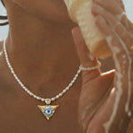 Baguette Evil Eye Seed Pearl Necklace - Foramour Jewels - Gold PVD designer jewellery & charms