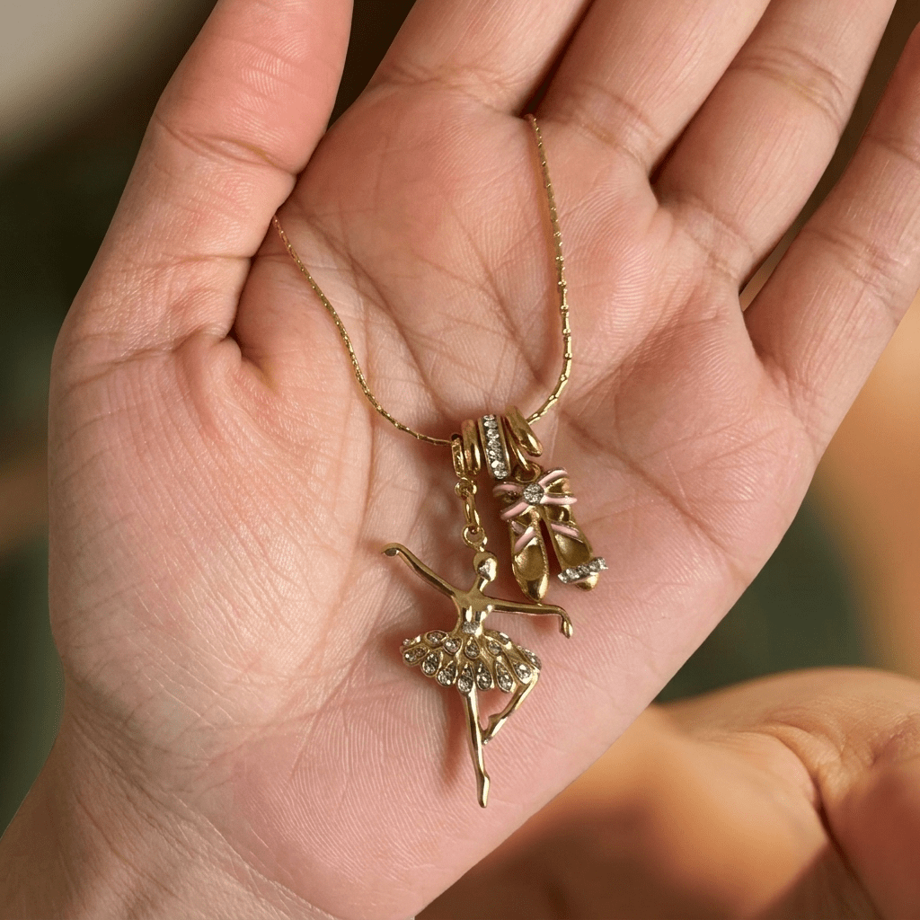 Ballerina Ballet Shoes Necklace - Foramour Jewels - 18K Gold Plated - Sweat, water proof