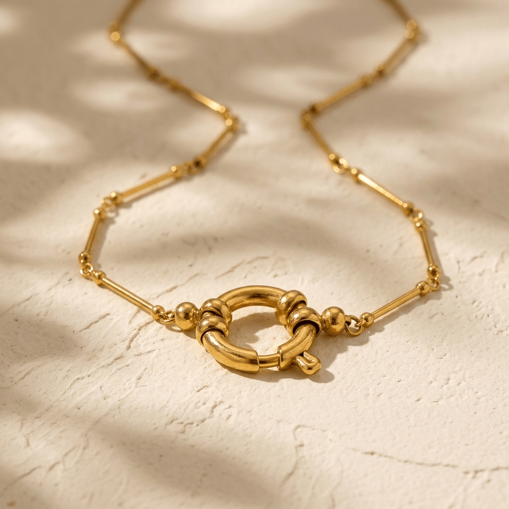 Bar Charm Chain - Foramour Jewels - 18K Gold Plated - Sweat, water proof