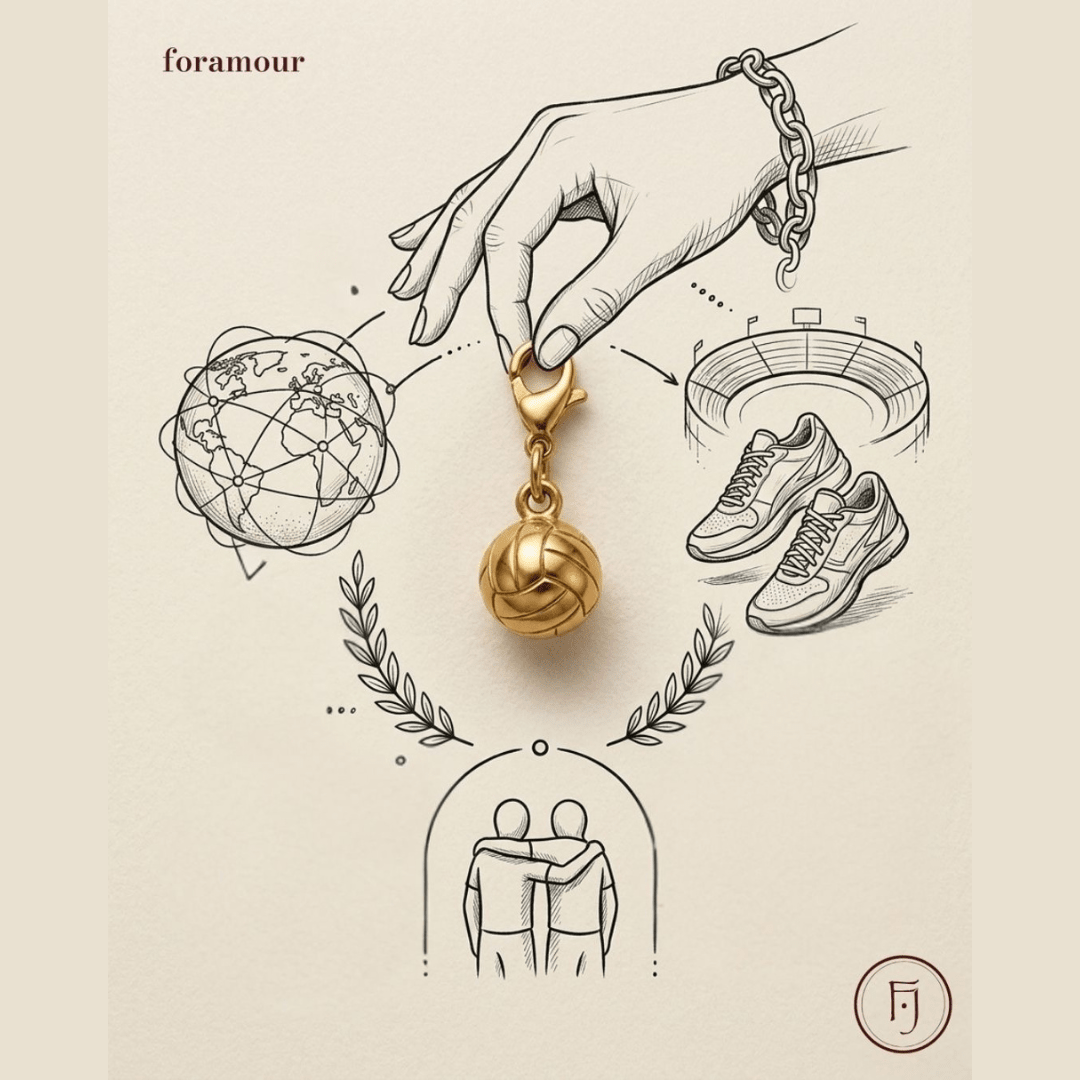BasketBall - Charm - Foramour Jewels - 18K Gold Plated - Sweat, water proof