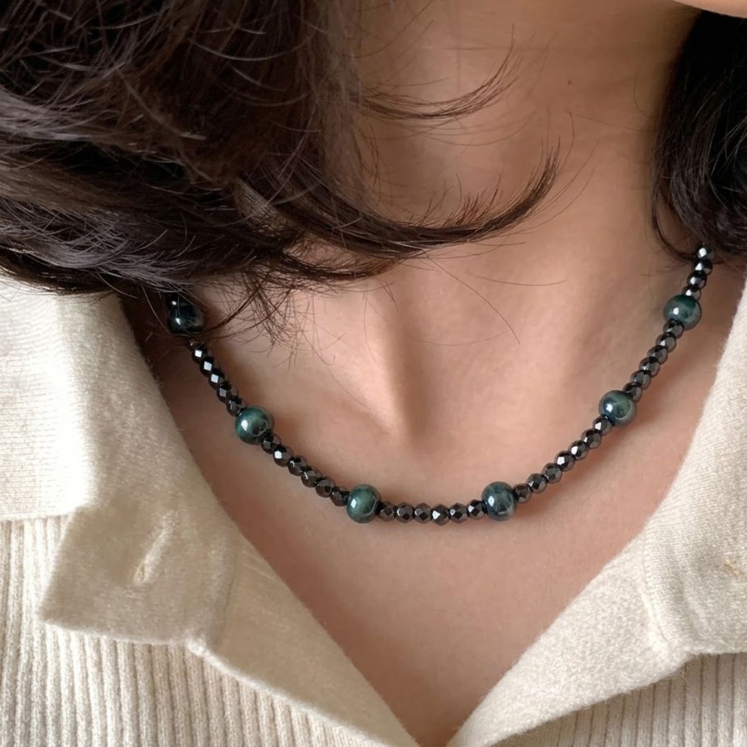 Beaded Zircon Accent Choker - Foramour Jewels - 18K Gold Plated - Sweat, water proof