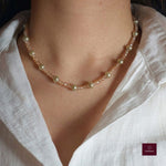 Beaded Zircon Accent Choker - Foramour Jewels - 18K Gold Plated - Sweat, water proof