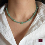 Beaded Zircon Accent Choker - Foramour Jewels - 18K Gold Plated - Sweat, water proof