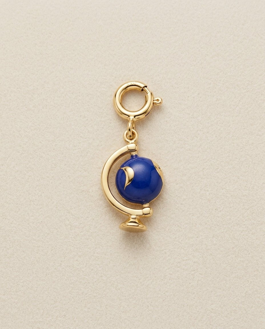 Blue Globe Travel - Charm - Foramour Jewels - 18K Gold Plated - Sweat, water proof