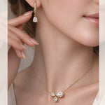 Bow & Tear Drop Huggies - Necklace and Earrings set - Foramour Jewels - 18K Gold Plated - Sweat, water proof