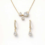 Bow & Tear Drop Huggies - Necklace and Earrings set - Foramour Jewels - 18K Gold Plated - Sweat, water proof