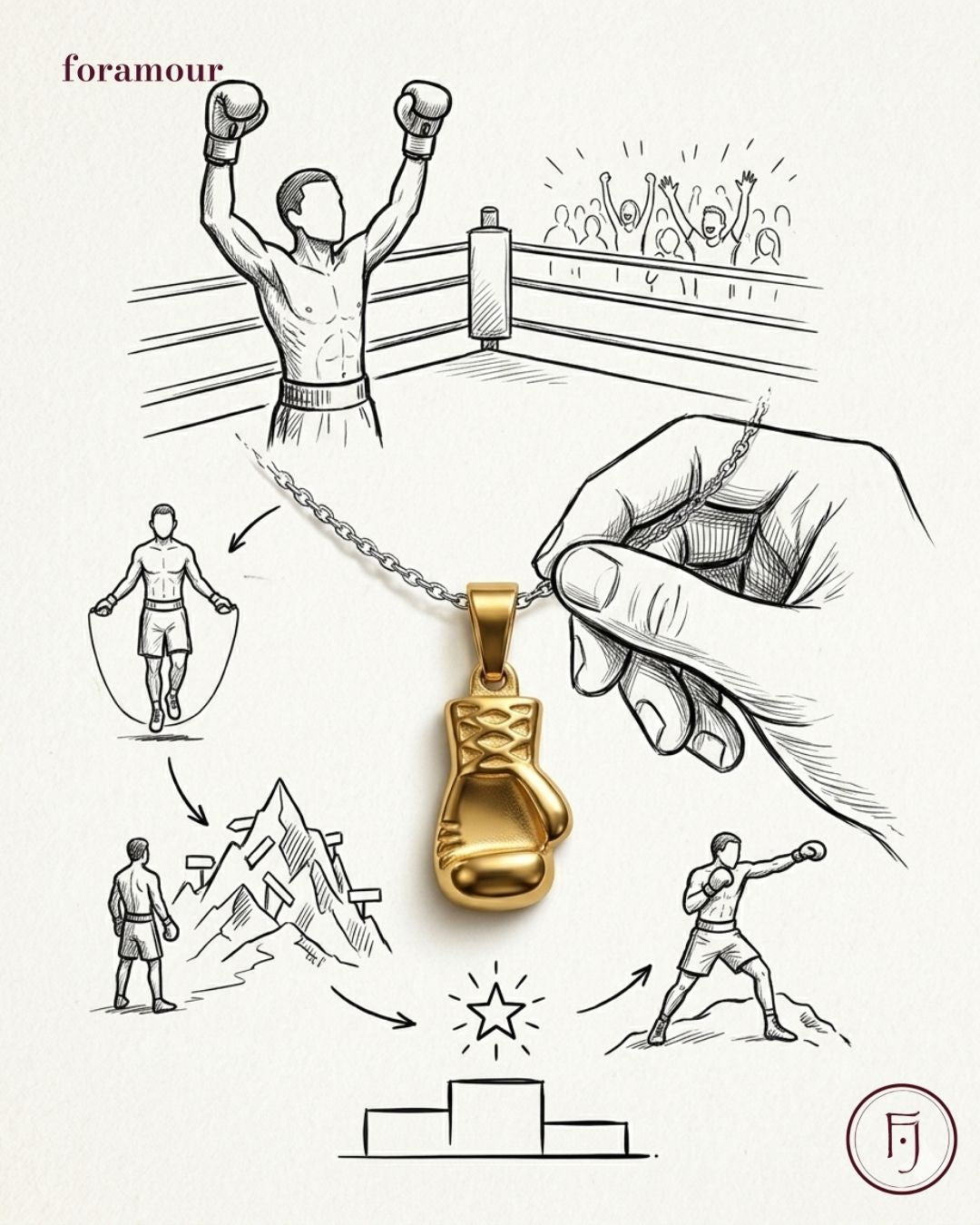 Boxing glove - Charm - Foramour Jewels - 18K Gold Plated - Sweat, water proof