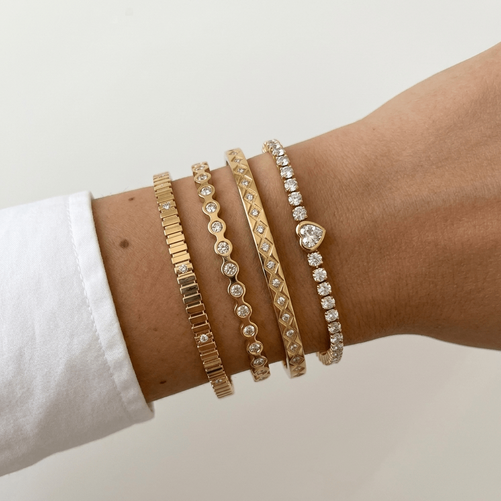 Bracelet Stack of 4 - Foramour Jewels - 18K Gold Plated - Sweat, water proof
