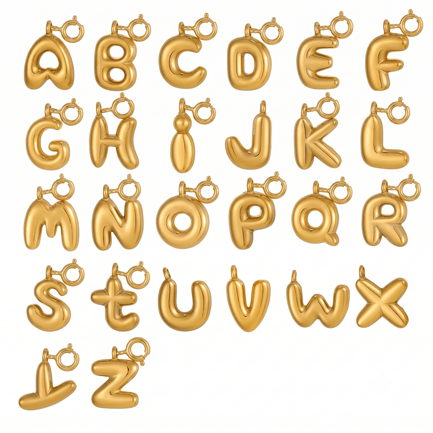 Bubble Alphabet - Charms - Foramour Jewels - 18K Gold Plated - Sweat, water proof