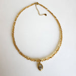Champagne Crystal & Oval CZ Bezel Pendant Necklace - Foramour Jewels - 18K Gold Plated - Sweat, water proof