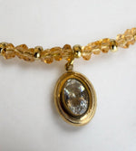 Champagne Crystal & Oval CZ Bezel Pendant Necklace - Foramour Jewels - 18K Gold Plated - Sweat, water proof