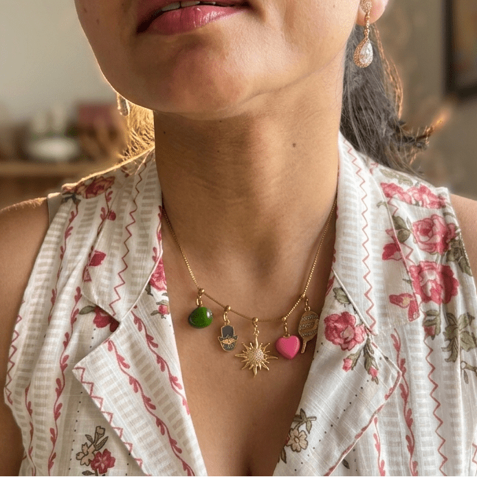 Charm Necklace Reference Style - Adjustable Charm Catcher - Foramour Jewels - 18K Gold Plated - Sweat, water proof