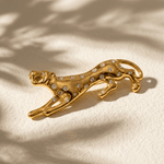 Cheetah Brooch | Crystal Spotted Wild Cat - Foramour Jewels - 18K Gold Plated - Sweat, water proof