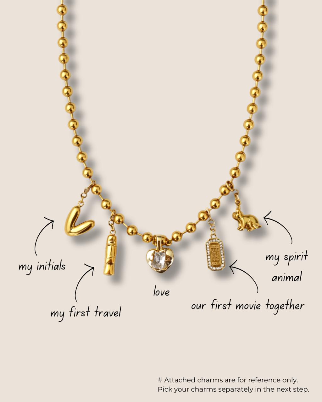 Choose Charm necklace chains & styles - Foramour Jewels - 18K Gold Plated - Sweat, water proof