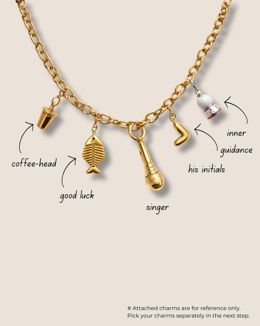 Choose Charm necklace chains & styles - Foramour Jewels - 18K Gold Plated - Sweat, water proof