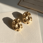 Chunky Lava Stud Earrings - Foramour Jewels - 18K Gold Plated - Sweat, water proof