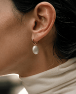 Coin Pearl Drop Huggie Earrings - Foramour Jewels - 18K Gold Plated - Sweat, water proof