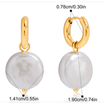 Coin Pearl Drop Huggie Earrings - Foramour Jewels - 18K Gold Plated - Sweat, water proof