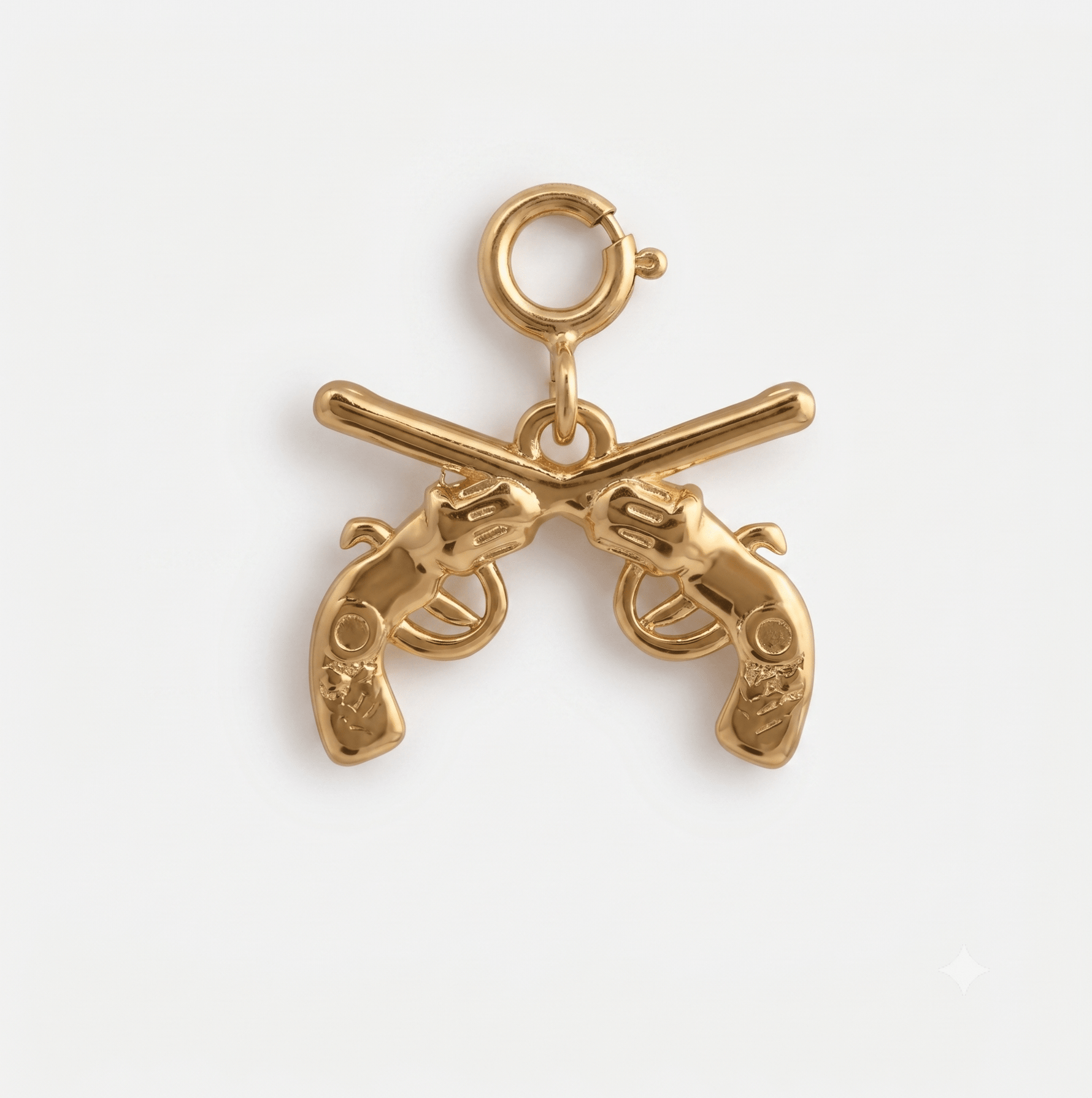 Cowboy Crossed Revolvers Charm - Foramour Jewels - 18K Gold Plated - Sweat, water proof