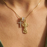 Cross Charm Pendant Necklace - Foramour Jewels - 18K Gold Plated - Sweat, water proof